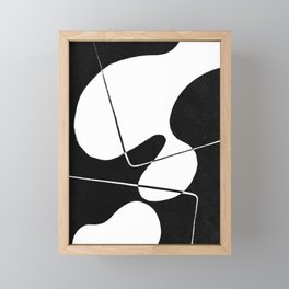 Black and white Abstract Ink Geometric Shapes Framed Mini Art Print