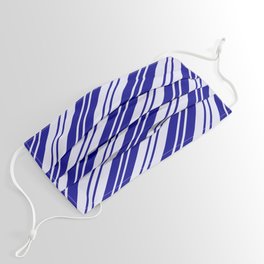 [ Thumbnail: Dark Blue and Lavender Colored Lines Pattern Face Mask ]