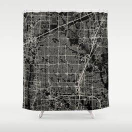 USA PLANO City Map - Black and White Shower Curtain