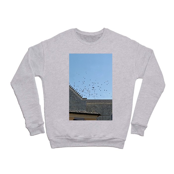 Orvieto Cathedral Lateral Facade Birds Flying Crewneck Sweatshirt