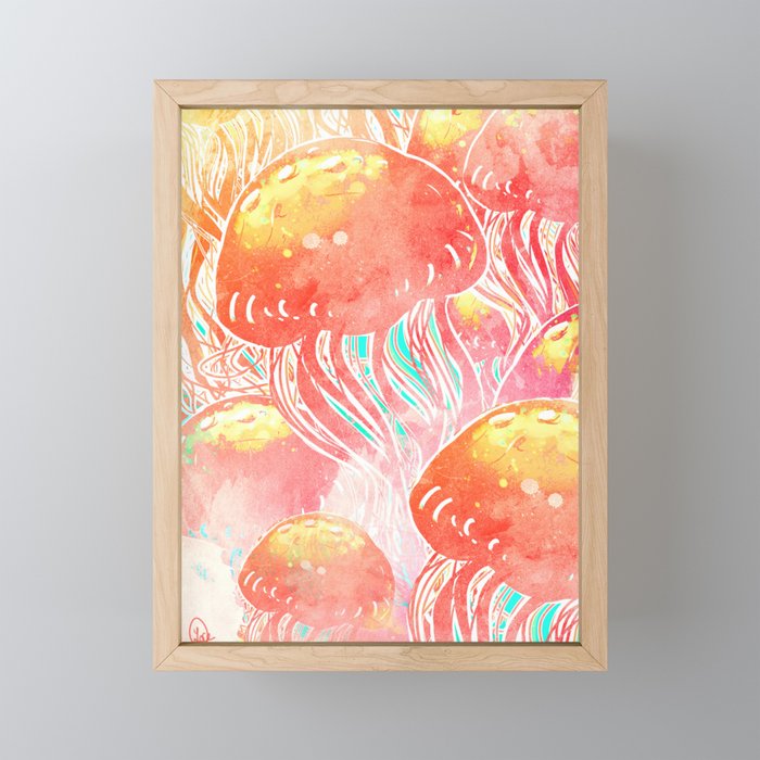 Bright Jellyfish Framed Mini Art Print