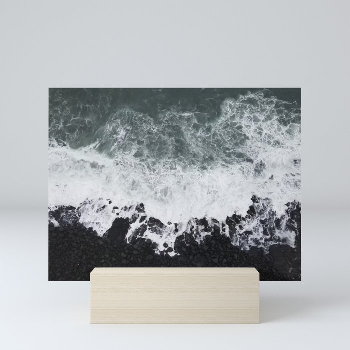 Black Lava Rock Beach | Iceland Mini Art Print