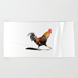 Happy Rooster Graphic Beach Towel
