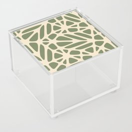 Abstract Modern Cell Pattern - Camouflage Green and Champagne Acrylic Box