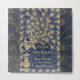 Pride and Prejudice by Jane Austen Vintage Peacock Book Cover Metal Print | Painting, Classical, Novel, Vintage, Book, Firstedition, Movies & TV, Greatbooks, Teal, Prideandprejudice 