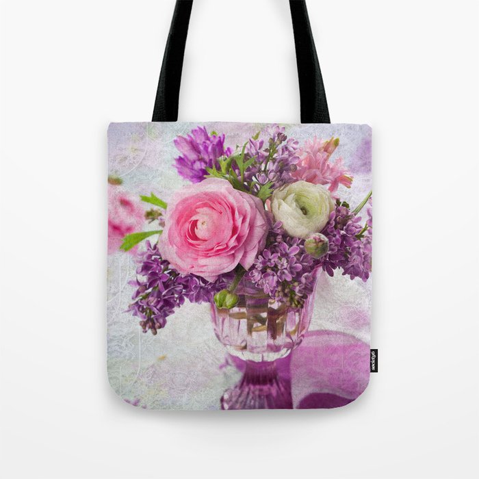 Pink purple flowers  Tote Bag