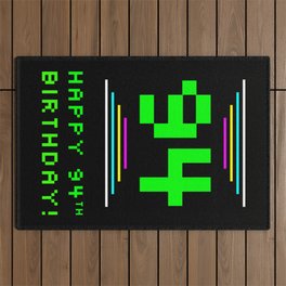 [ Thumbnail: 94th Birthday - Nerdy Geeky Pixelated 8-Bit Computing Graphics Inspired Look Outdoor Rug ]