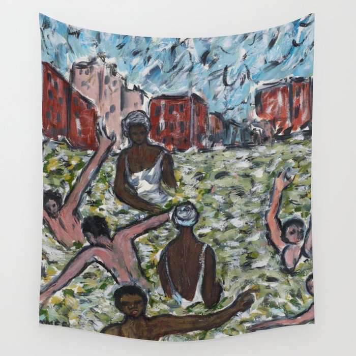 12th Street Beach, Chicago African American landscape painting by Kevin Larmee Wall Tapestry