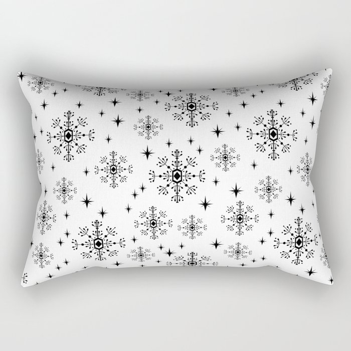 Snowflakes winter christmas minimal holiday black and white decor gifts Rectangular Pillow