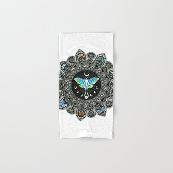 Lunar Moth Mandala Hand & Bath Towel