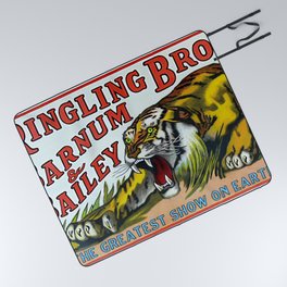 1938 Ringling Brothers and Barnum & Bailey Circus Tiger Act - Greatest Show on Earth Circus Poster Picnic Blanket