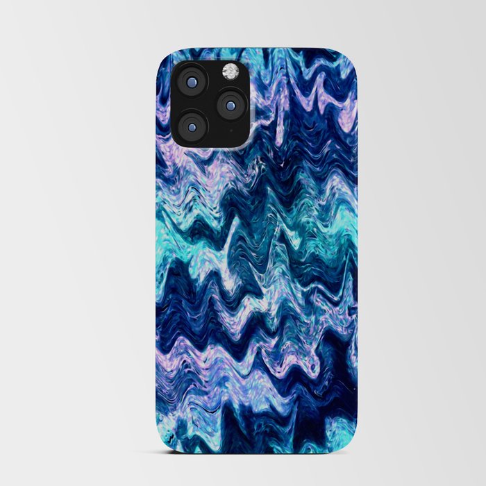 Mystical Cyan and Pink Waves Abstract iPhone Card Case