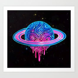 Drippy Saturn Art Print
