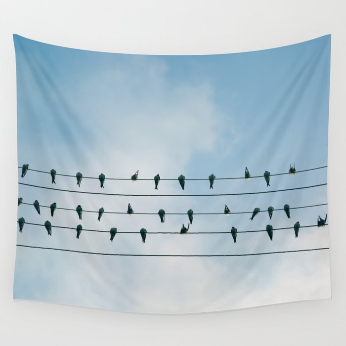 Birds on a wire Wall Tapestry