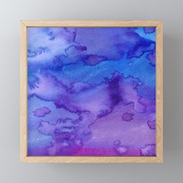 Blue purple pink hand painted watercolor pattern Framed Mini Art Print