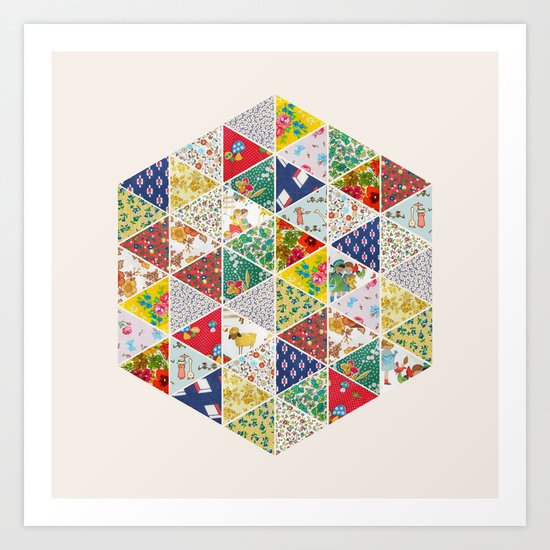 Geometric Floral Quilt Art Print