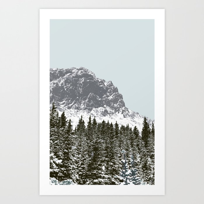 Snowy Mountain Forest Illustration Art Print