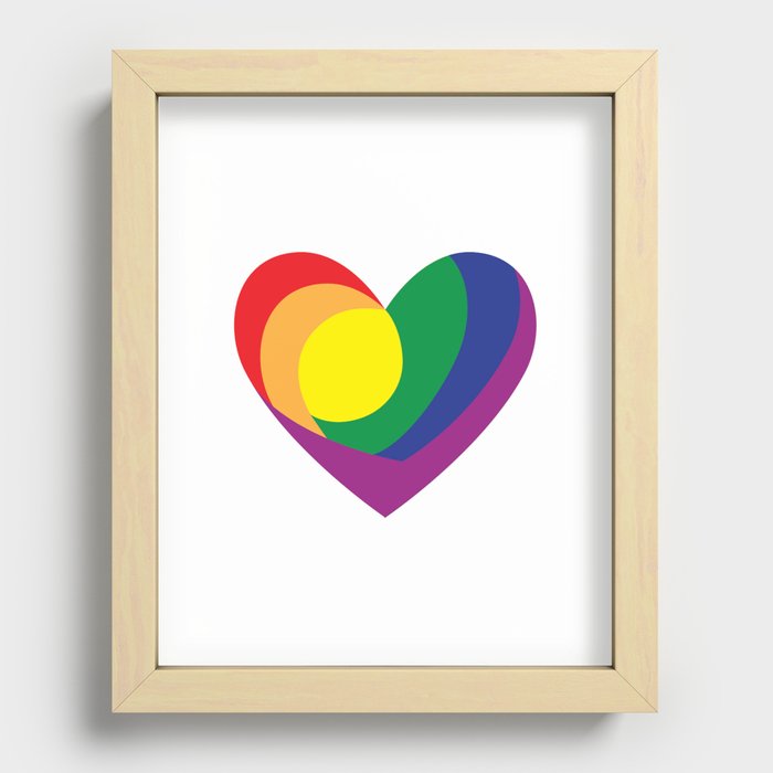 rainbow heart Recessed Framed Print