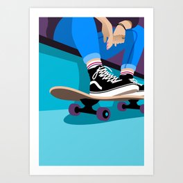 Skater Girl with Vans Art Print