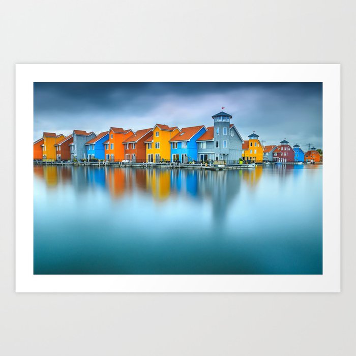 Blue Morning at Waters Edge Groningen Netherlands Europe Coastal Landscape Photograph Art Print