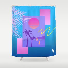 Memphis pattern 80 - 80s / 90s Retro / summer palm tree Shower Curtain