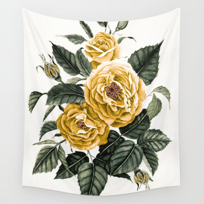 Yellow Roses Wall Tapestry