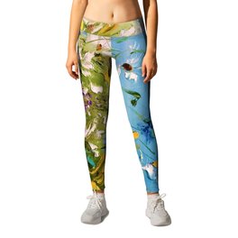 Cornflowers and daisies. Field with white and blue flowers. Beautiful abstraction of wild flowers. Leggings | Fragrantmeadow, Fielddaisies, Smallflowers, Lilacflowers, Wildflowers, Springmood, Painting, Bluelandscape, Daisiesoncanvas, Bluebackground 