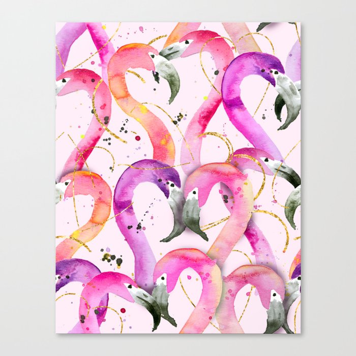 Pink Flamingo Hearts Canvas Print