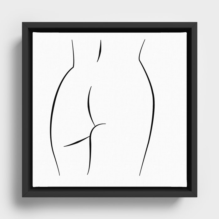 Minimalist Line art abstract nude woman ass Framed Canvas