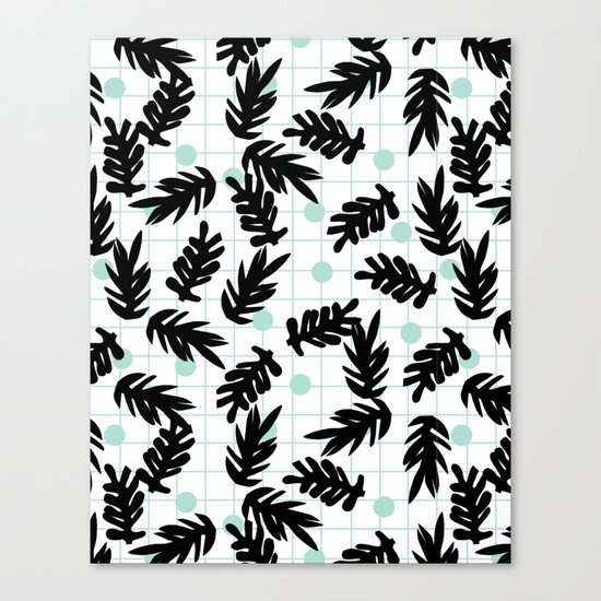 Dotty - black and mint modern pattern grid modern pattern print design urban brooklyn Canvas Print