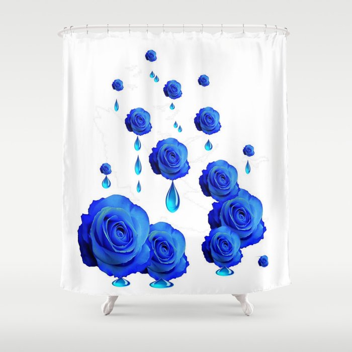 Dripping Wet Blue Roses Design Shower Curtain By Sharlesart Society6