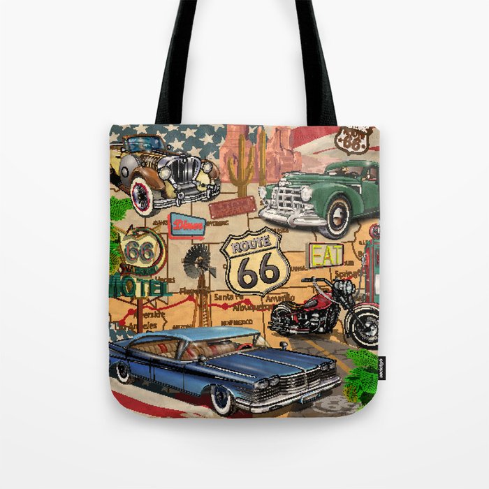 Vintage Route 66 poster.  Tote Bag