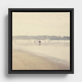beach life III  -  beach people print - surfers - ocean - sea travel photography Framed Canvas