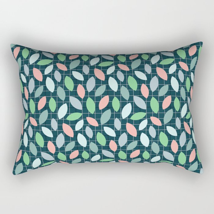 Leafy Grid Rectangular Pillow