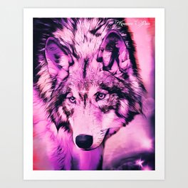 Wolf Spirit in Pink Art Print