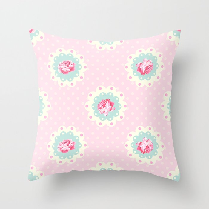Shabby Chic Rose Pattern Throw Pillow