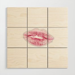 KISS LIPS IN RED. Wood Wall Art