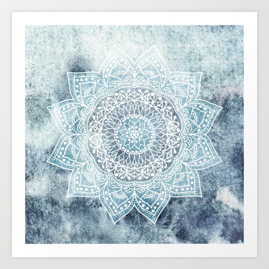 DEEP BLUE MANDALA Art Print
