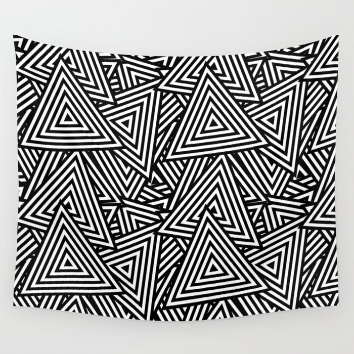 Black And White Triangle Pattern Wall Tapestry