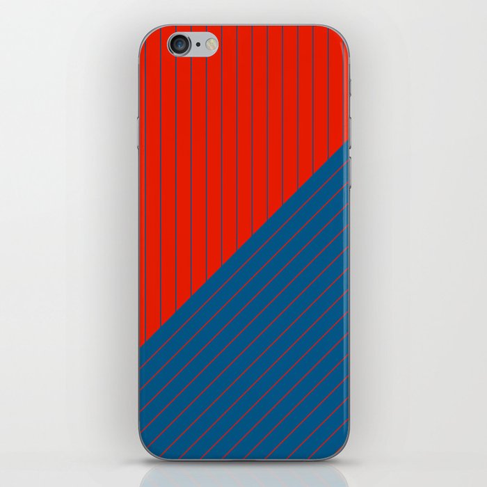 Elegant Pinstripes and Triangles Red Blue iPhone Skin