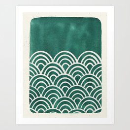Scallop Waves - Teal Art Print