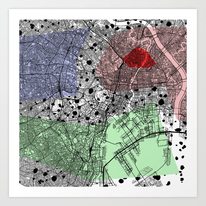 TOKYO Japan - collage city map Art Print