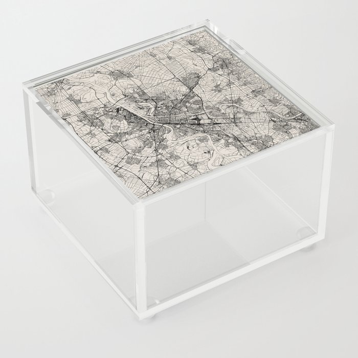 Mannheim, Germany - Black and White City Map Acrylic Box