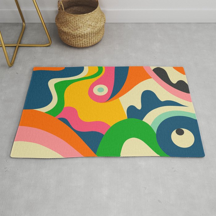 Colorful Mid Century Abstract  Rug