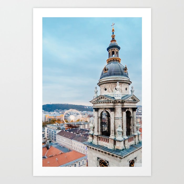 Budapest View Fine Art Print Art Print | Photography, Budapest, View, Basilica, City, Twilight, Stephens, Hungary, Travel, Travel-photography