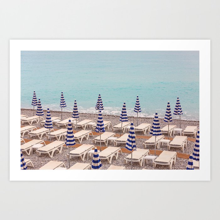 Beach Umbrellas in Nice Art Print