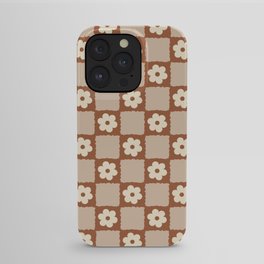 Retro Flower Checker in Brown iPhone Case