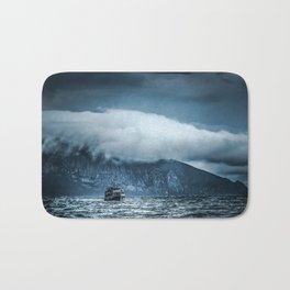 Before the storm Bath Mat | Color, Hdr, Alone, Ocean, Storm, Space, Dramaticsea, Photo, Boat, Digital 