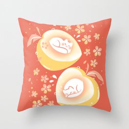 Peach Kitten Throw Pillow