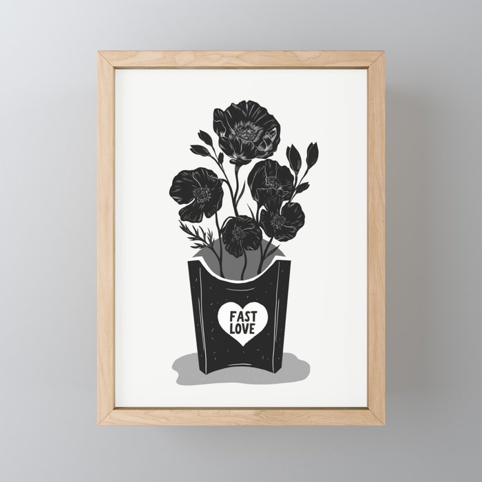 Fast Love Flowers Framed Mini Art Print